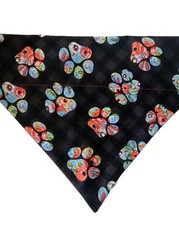 Spring Floral Paw Print Dog Bandana Slips Over Existing Collar XXL Scarf Bib