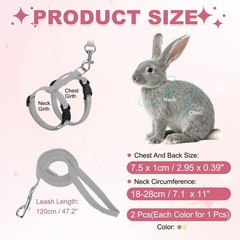 Rabbit Harness and Leash, Small Animal Harness( 2Pcs, Beige/Gray)