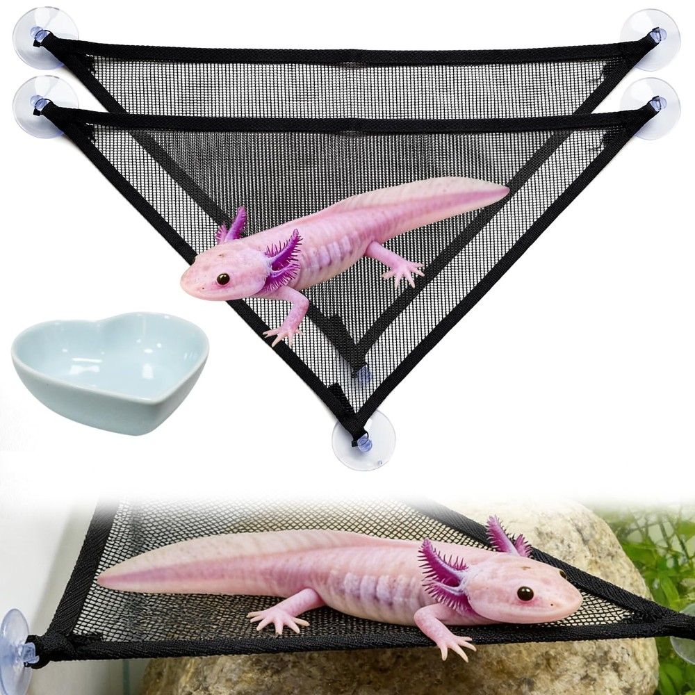 Axolotl Hammock for Aquarium with Feeding Bowl, Axolotl Tank Accessories – Br…
