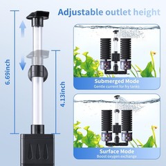 AQQA Electric Sponge Filter for Aquariums – Dual Bio & Mechanical Filtration,…