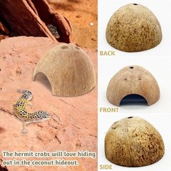 Natural Coconut Reptile Hideouts 6 Pcs Hermit Crab Lizard Spider Hide Cave