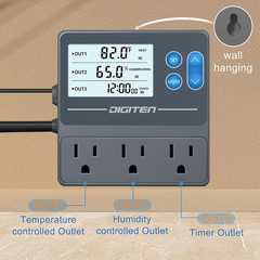 Reptile Temperature and Humidity Controller with Timer Outlet, Day-Night Func…