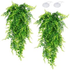 2 Pack Reptile Plants Terrarium Hanging Fake Vines with Suction Cup for Geckos