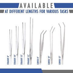 2 Pcs Straight and Curved Tip Tweezers 12 Inch, Stainless Steel Precision Twe…