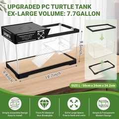Aquatic Turtle Tank Kit+Lamp+Filter, Upgrade PC Turtle Tank Starter Kit with Adj