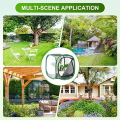 Outdoor Butterfly Habitat Cage Terrarium [Black with Green, 12 x 12 x 12 Inch]
