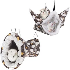 Cashmere Pet Bed Mat and Toy, Heart-Brown Ferret Guinea Pig Hammock Toy Small…