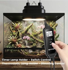 Dual Reptile Light Fixture with Timer & PID Dimming Thermostat