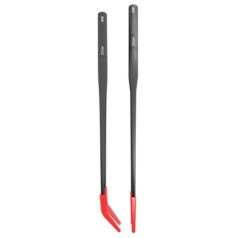 Ergonomic Pair of Curved Straight Tip Feeding Tongs for Reptile Care Maintenance