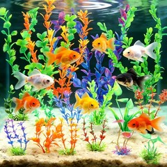 Aquarium Plants 16P, Plastic Fish Tank Plants, Different Types Artificial Dec…