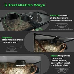 LED Reptiles Light with Remote, UVA UVB FR Lamp for Rainforest & Desert Reptiles