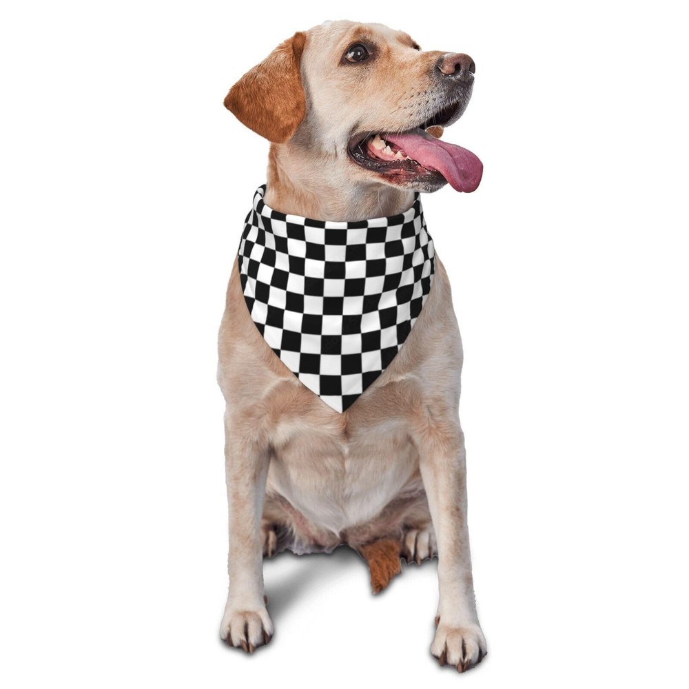 Pit Crew Dog Bandana Checkered Flags Race Car Flag Dog Bandana Collars Triang…