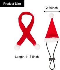 Bearded Dragon Santa Hat and Scarf Costume for Lizard Reptile Ferret Xmas Hat