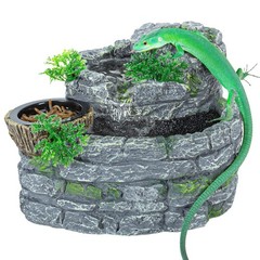 REPTI ZOO Reptile Water Fountain with Food Dish, 550ML Terrarium Waterfall Dr…