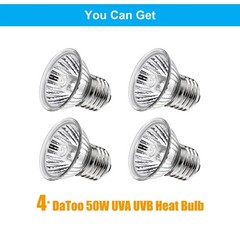 DaToo Reptile Heat Lamp Turtle Heating Light 4PCS 50W UVA UVB Bulb…