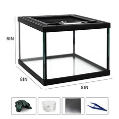 Mini Reptile Glass Tank 8 * 8 * 6inch Terrarium for Start with Top Ventilatio…