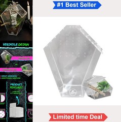 Acrylic Reptile Enclosure 9.5×7.5×5 Inch Sliding Magnetic Door Spider Terrarium