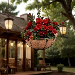 4 Pack 10 inch Metal Hanging Planters Basket with Coco Coir Liner Outdoor-Han…