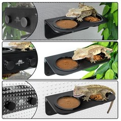 Magnetic Gecko Feeding Ledge, ABS Foldable Reptile Feeder Ledge with 6pcs Pla…