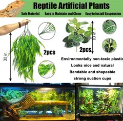 10Pcs Bearded Dragon Tank Accessories, Reptile Hammock Terrarium Plants Jungl…