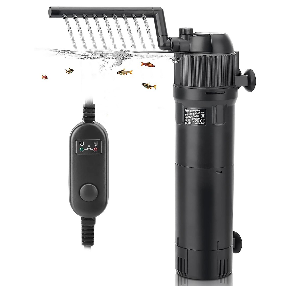 hygger 4-in-1 Submersible U-V Filter Pump, Internal Green Water Killer with T…