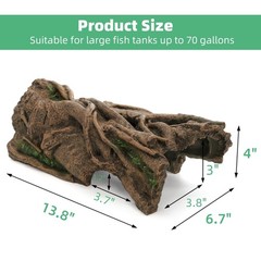 Jowgut Aquarium Resin Bark, 13.8″ L × 6.7″ W × 4″ H Snake Reptile Hide, Large…