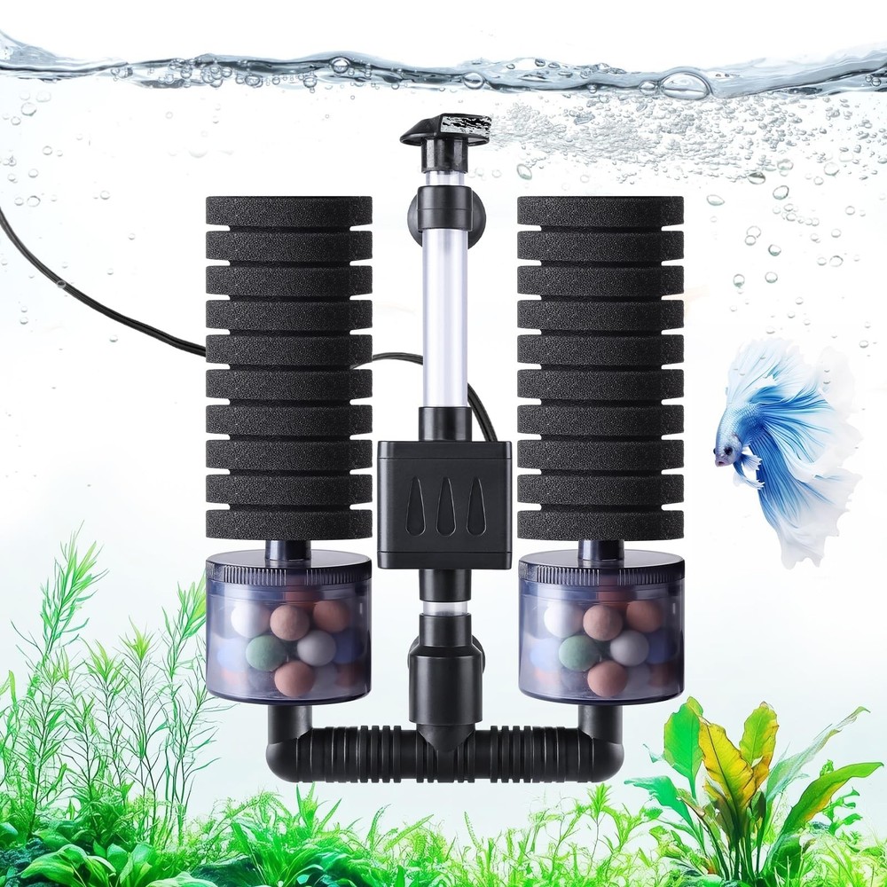 AQQA Electric Sponge Filter for Aquariums – Dual Bio & Mechanical Filtration,…