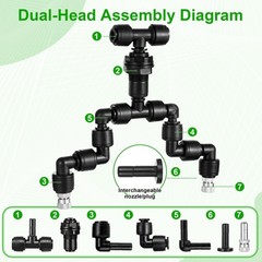 13 Pack 1/4″ Dual-Head Reptile Mister System Reptile Mister Nozzle Kit,360 De…