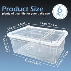 6pcs reptile Plastic Terrarium, Transport Container for Lizards, Geckos and more