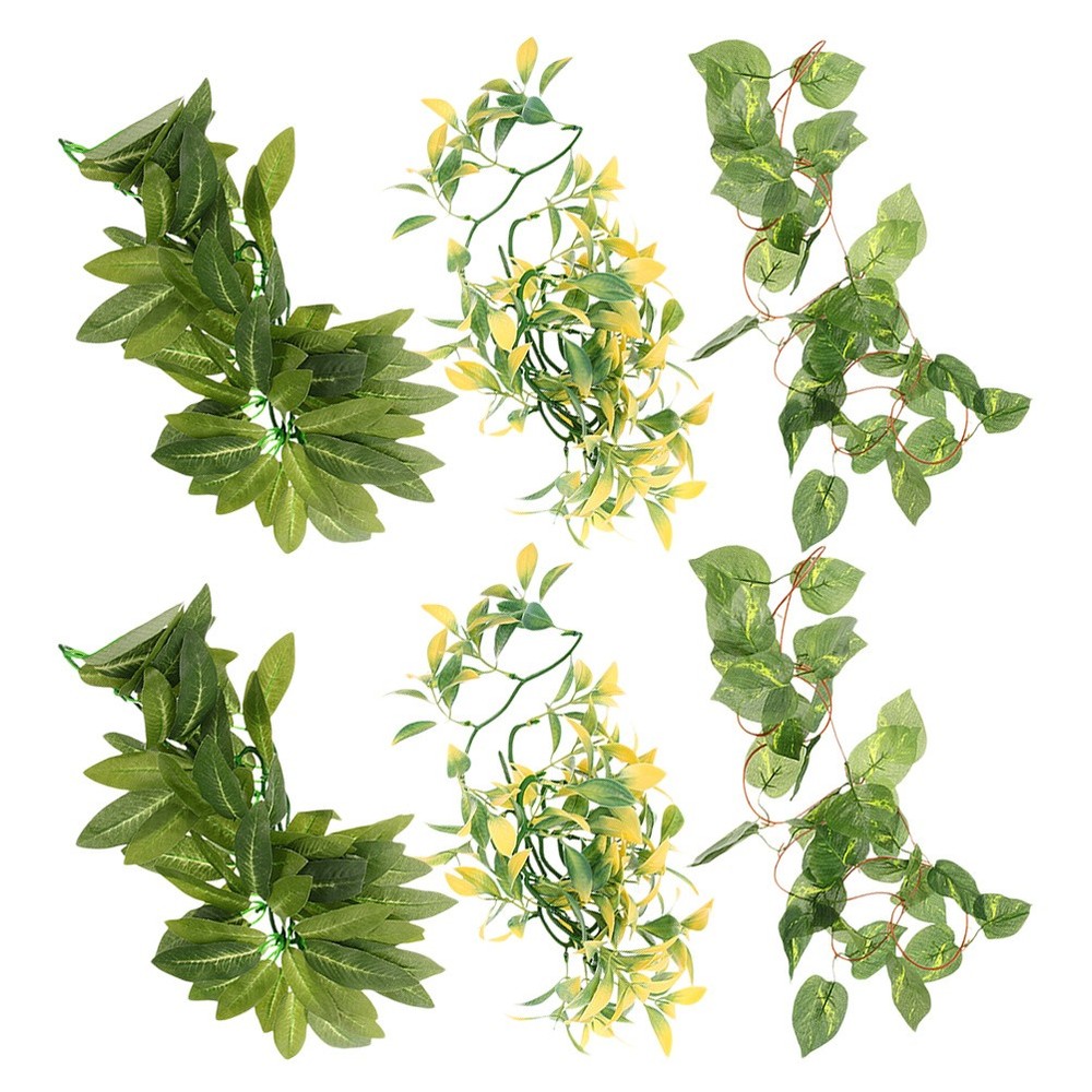 6 Pcs Reptile Terrarium Vines Hanging Plants for Tank Fake Reptiles