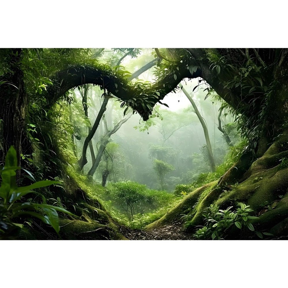 AWERT 48×24 inches Polyester Tropical Rainforest Terrarium Background Stream …