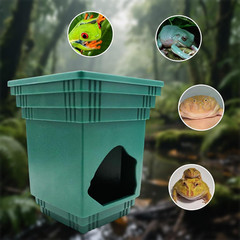 Frog Tank Accessories, 2-In-1 Plastic Reptile Hide with Bowl on the Top, Habitat