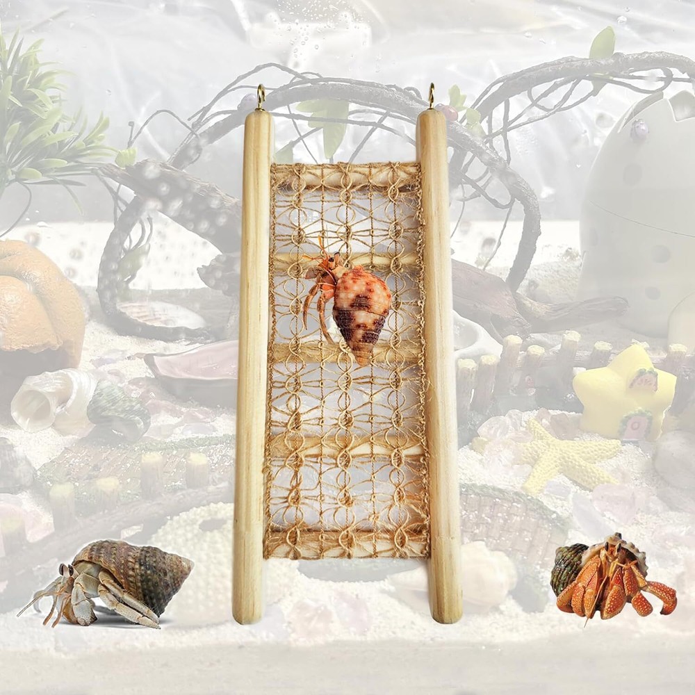 Hermit Crab Climbing Straight Ladder Wooden and Rope Hermit Crab Climbing Wall H