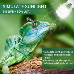 13W 5.0 UVA UVB Reptile Light, Compact Fluorescent, Tropical Terrarium Lamp