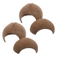 4Pcs Coconut Shell Reptile Caves Durable Hideouts for Geckos Hermit Crab Tanks