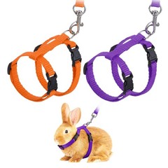 2Pcs Rabbit Harness and Leash Small Animal Harness Orange/Purple