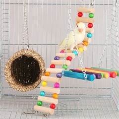 3 PCS Hamster Hanging Hammock Basket Wooden Rat Ladder Swing Set Cage Climbing
