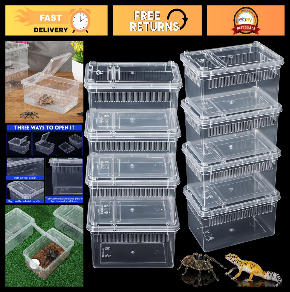 8 Pcs Reptile Breeding Box – Clear Plastic Terrarium for Bearded Dragon, Gecko,