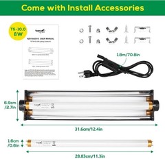 Hygger Zoo 24W Reptile T5 HO UVB Lighting Combo Kit, Light Fixture NEW