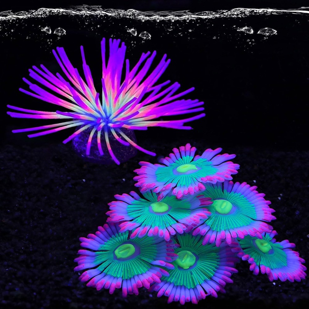 2pcs Silicone Glowing Effect Aquarium Fish Tank Decorations, Artificial Soft …