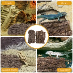 2 Pcs Climbing Bark Reptile Habitat Decor Bearded Dragon Terrarium Decoration