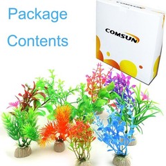 COMSUN 10 Pack Artificial Aquarium Plants, Small Size 4 to 4.5 inch Approxima…