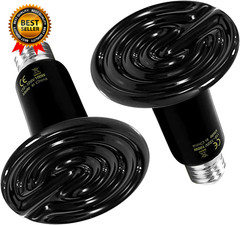 Reptile Heat Lamp 100W 2-Pack Ceramic Heat Emitter, No Light Emitting