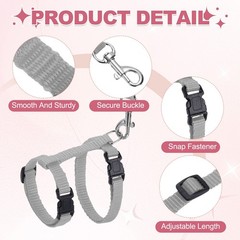 Rabbit Harness and Leash, Small Animal Harness( 2Pcs, Beige/Gray)