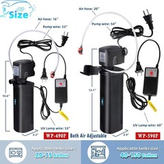 Aquarium Filter U-V w/Scientific 3,6,12,24H Timer 200GPH for 20-75Gal Fish Tu…