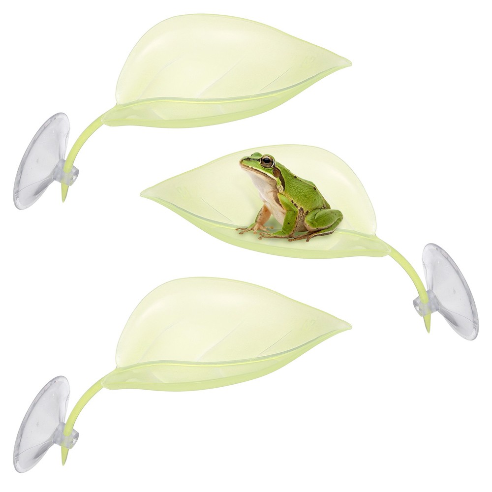 Reptile Leaf Resting Platform with Suction Cups Beige 3Pcs
