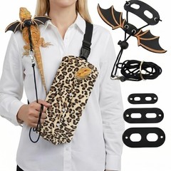 Bearded Dragon Carrier Sling & Bat Wing Leash Harness Set, Soft Flannel Repti…