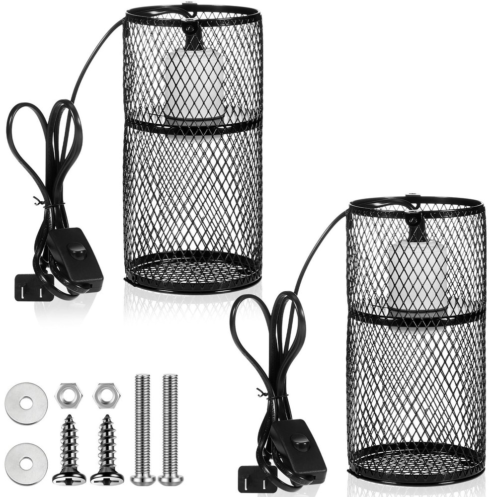 VIHOSE 2 Pcs Reptile Heat Lamp Guard with 150W Ceramic Heat Emitter… Fast Ship