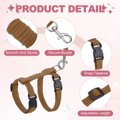 2Pcs Rabbit Harness and Leash Small Animal Harness Brown