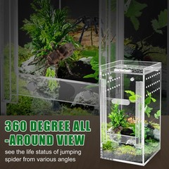 Mini Spider Enclosure, 3x3x6’’ Acrylic Terrarium with Ventilation Jumping Spi…